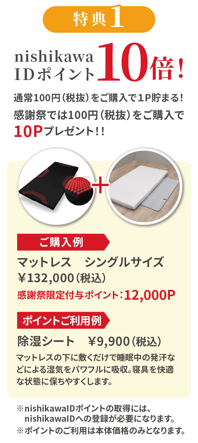 特典1 nishikawaIDポイント10倍